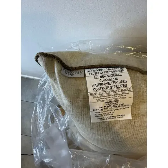 Kingray Decorative Throw Pillow Bird Floral Design Feather Fill 20x20 Linen - Picture 3 of 3